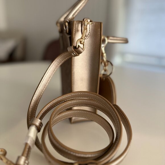 Mini Coach Brown Tote Bag with Gold Accents - Picture 4 of 15